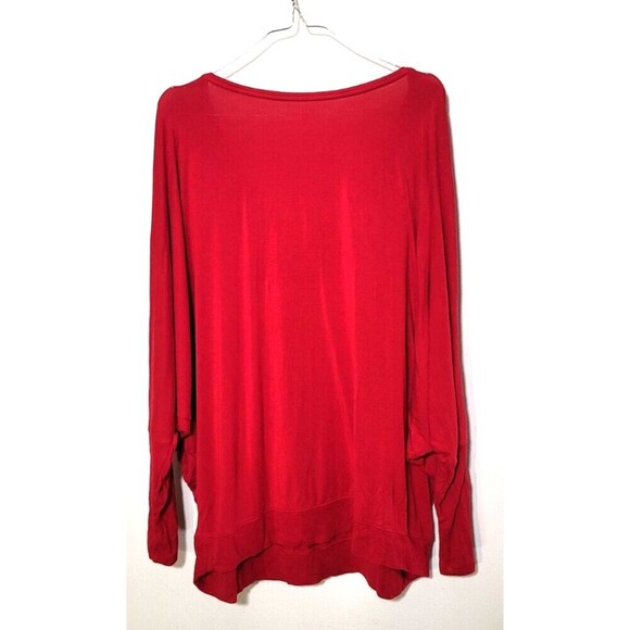Lane Bryant Womens sz 18 20 red long sleeve vneck top  stretchy - Picture 2 of 9